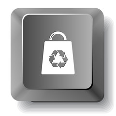 Bag with recycle symbol. Vector computer key.