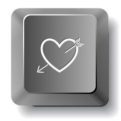 Heart and arrow. Vector computer key.