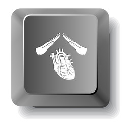 Heart protect. Vector computer key.