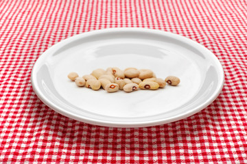 Raw kidney beans on plate