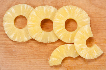 pineapple slices on the board