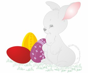 Easter graphic with rabbit and eggs © arek84_84