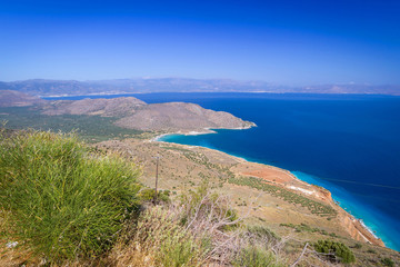 Bay view with blue lagoon on Crete, Greece