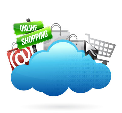 Online shopping Cloud computing concept