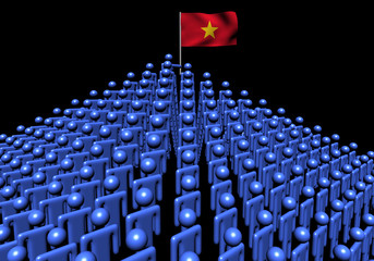 Fototapeta premium Pyramid of abstract people with Vietnam flag illustration