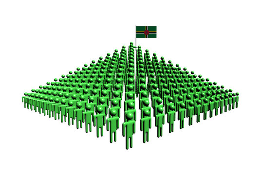Pyramid of abstract people with Dominica flag illustration