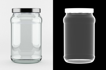 Empty glass jar with alpha mask for perfect isolation