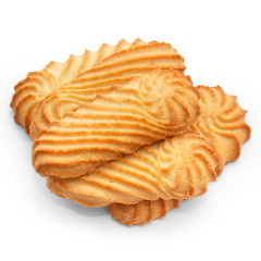 yellow tasty cookies dessert isolated on white background