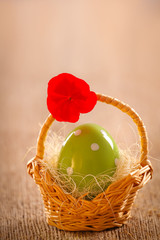 Easter egg in a wicker basket