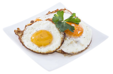 Fried Eggs on a plate (white background)