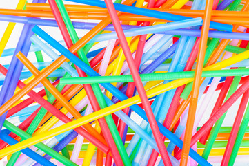 Chaotic pile of cocktail straws