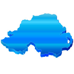 Fototapeta premium 北アイルランド 地図 ３D