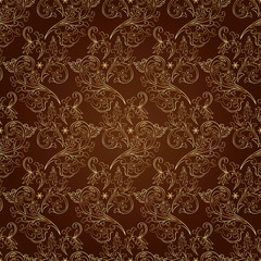 Floral vintage seamless pattern on brown background