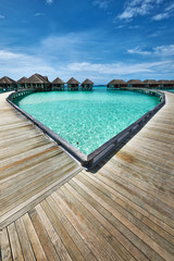 Beautiful beach with water bungalows