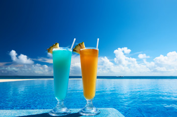 Cocktails near swimming pool