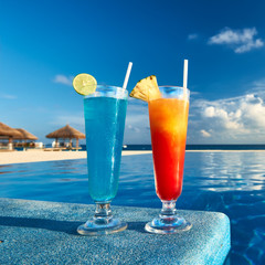 Cocktails near swimming pool