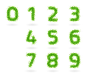 Vector set grass numbers