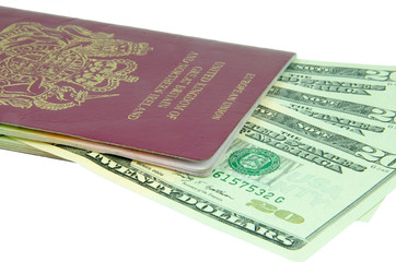 british passport and american dollars
