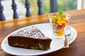 Chocolate with banana cake