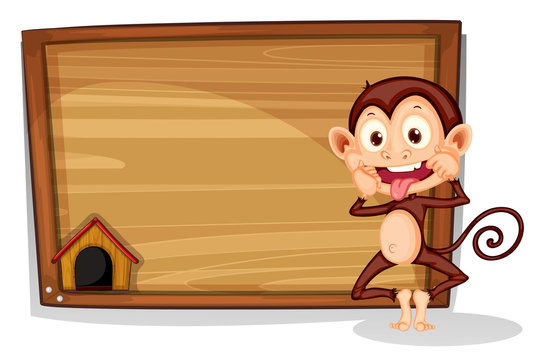 A monkey beside an empty board