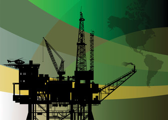 Oil rig abstract background, vector illustration