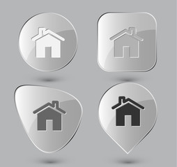 Home. Glass buttons. Vector illustration.