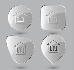 Library. Glass buttons. Vector illustration.