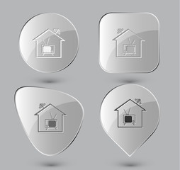 Home TV. Glass buttons. Vector illustration.