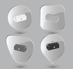 Medical suitcase. Glass buttons. Vector illustration.