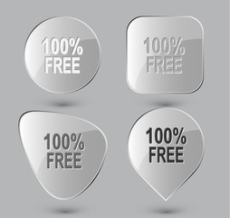 100% free. Glass buttons. Vector illustration.