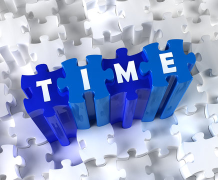 Creative 3D pieces of puzzle and word Time