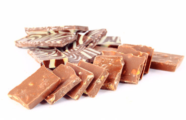 chocolate bars isolated on white background