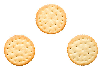 Three round cracker with salt