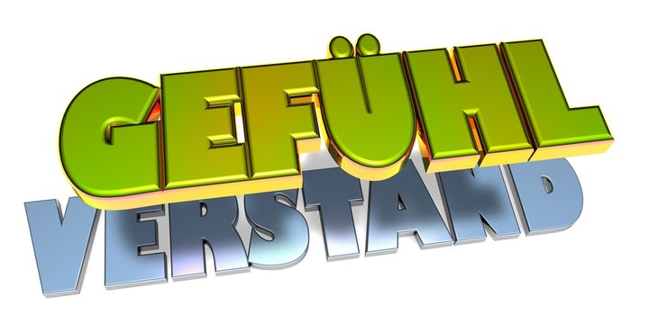 3D Goldzeichen - Gef&uuml;hl - Verstand