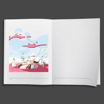 Fantasy world printed on white book