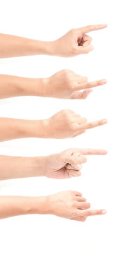 man's finger pointing from five different angle of shot