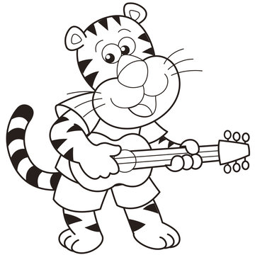Cartoon Tiger Playing a Guitar