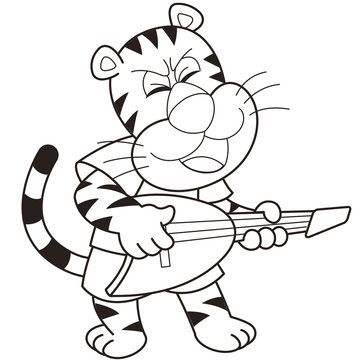 Cartoon Tiger Playing an Electric Guitar