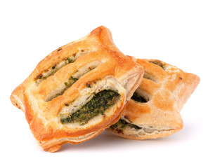 Puff pastry bun isolated on white background.