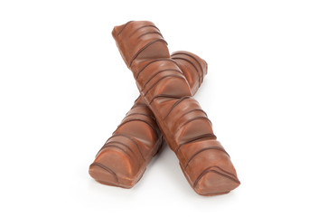 chocolate bars isolated on white background