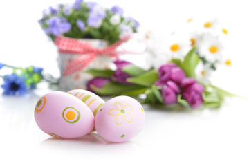 flowers and easter eggs