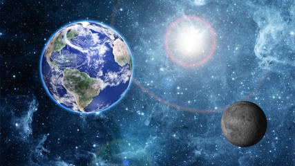 earth and moon in space