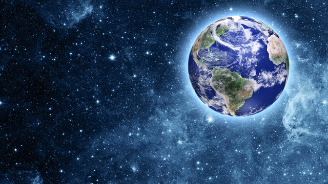 Fototapeta blue planet in beautiful space