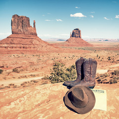 boots and hat at Monument Valley