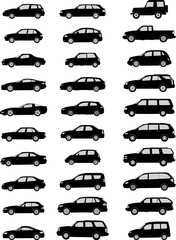 Vector pack with various car silhouettes