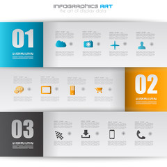 Infographic design template with paper tags.