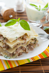 lasagna with béchamel sauce and mozzarella
