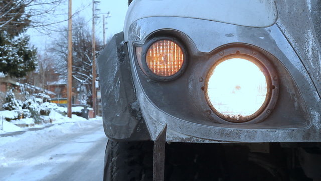 Winter truck.  Detail of commercial truck.