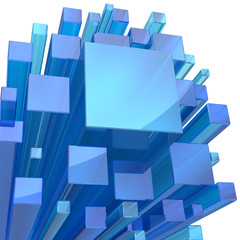 Blue Crystal Cube Abstract Background