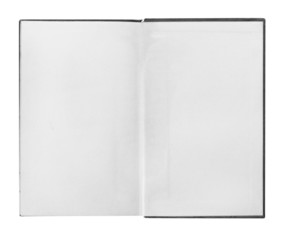 Opened book with blank pages isolated over white background